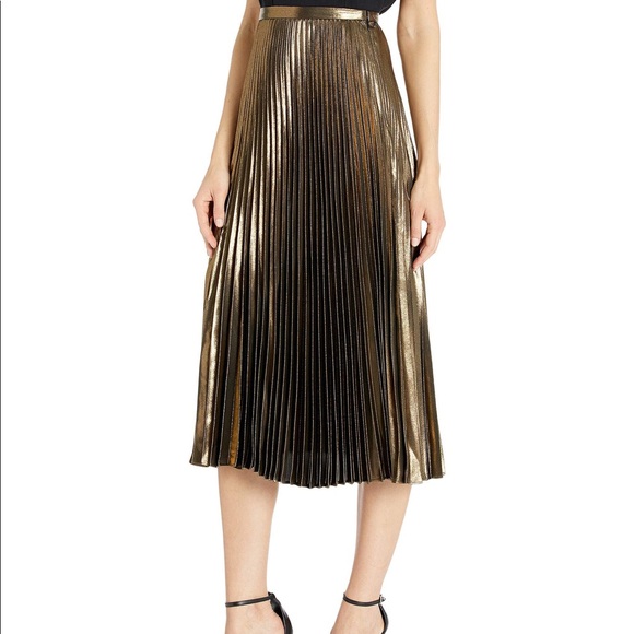 🆕Lauren by Ralph Lauren Pleated Metallic Skirt - Picture 2 of 7